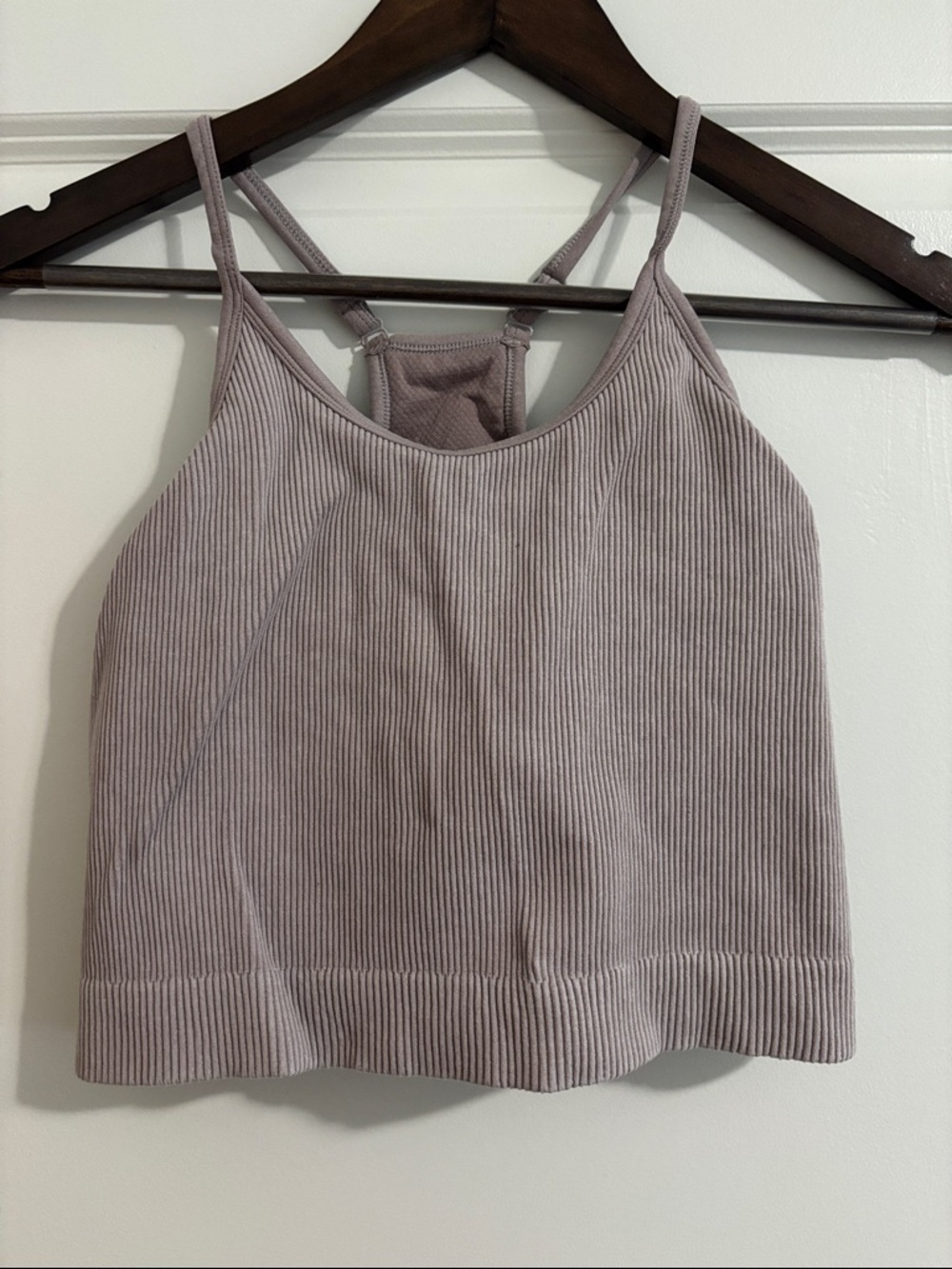 POPFLEX Ribbed Scoop Sports Bra in Dusty Mauve